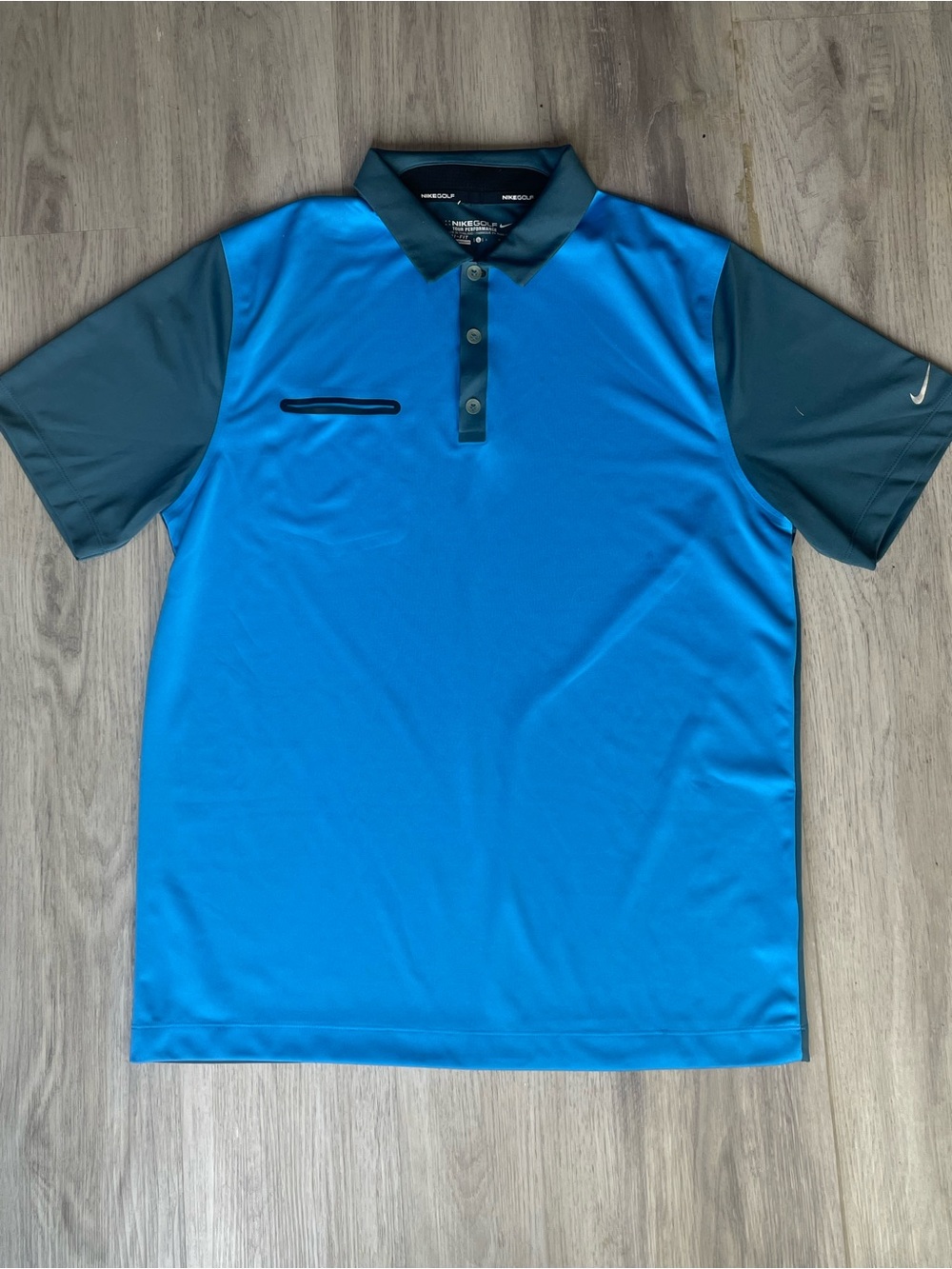 Nike Men’s Bright Blue Polo with Dark Gray Sleeves